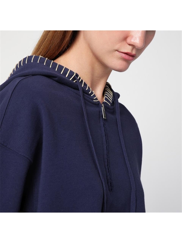 골든구스 FW24 Golden Goose Blue cropped hoodie GWP01225P001636 Blue