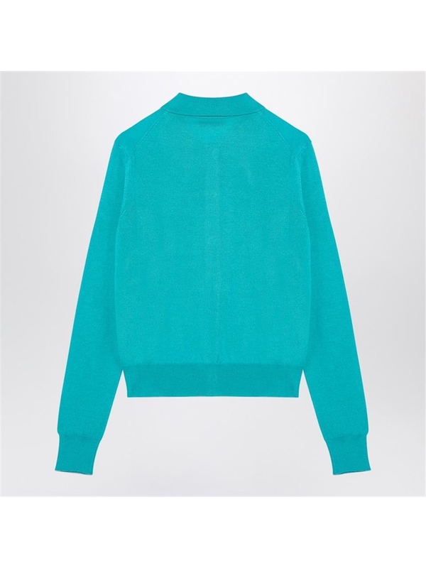 미우미우 FW24 Miu Miu Turquoise cashmere and silk cardigan MMF919OOO15RN Light blue