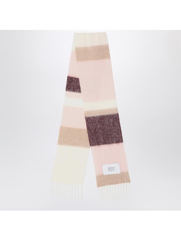 메종키츠네 FW24 Maison Kitsune Wool blend striped scarf NM06204WA0022 Pink