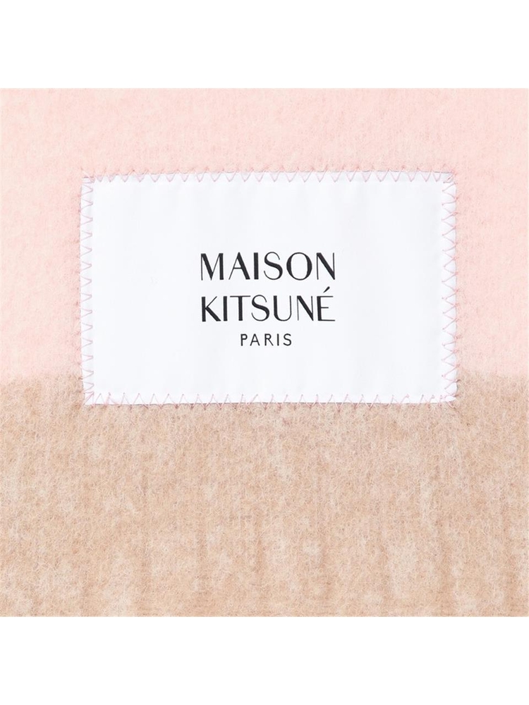 메종키츠네 FW24 Maison Kitsune Wool blend striped scarf NM06204WA0022 Pink