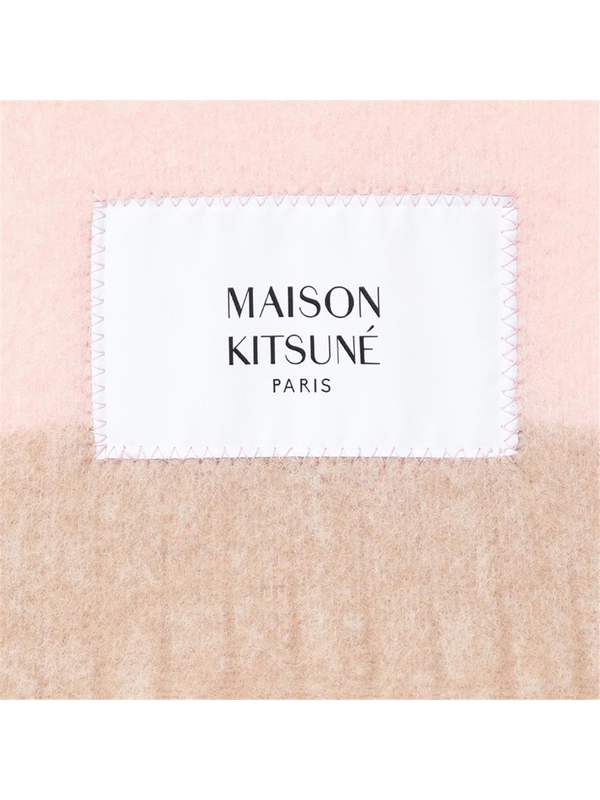 메종키츠네 FW24 Maison Kitsune Wool blend striped scarf NM06204WA0022 Pink