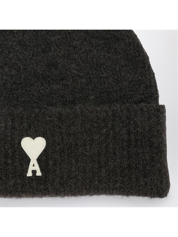 아미 FW24 Ami Paris Dark grey Ami De Coeur alpaca hat UHA115KN0032 Grey