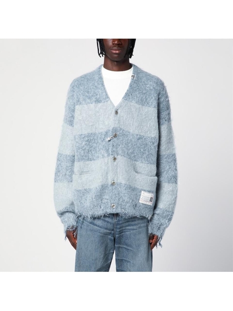 메종 미하라 야스히로 FW24 Maison MIHARA YASUHIRO Blue striped cardigan in mohair blend A13CD511WO Blue