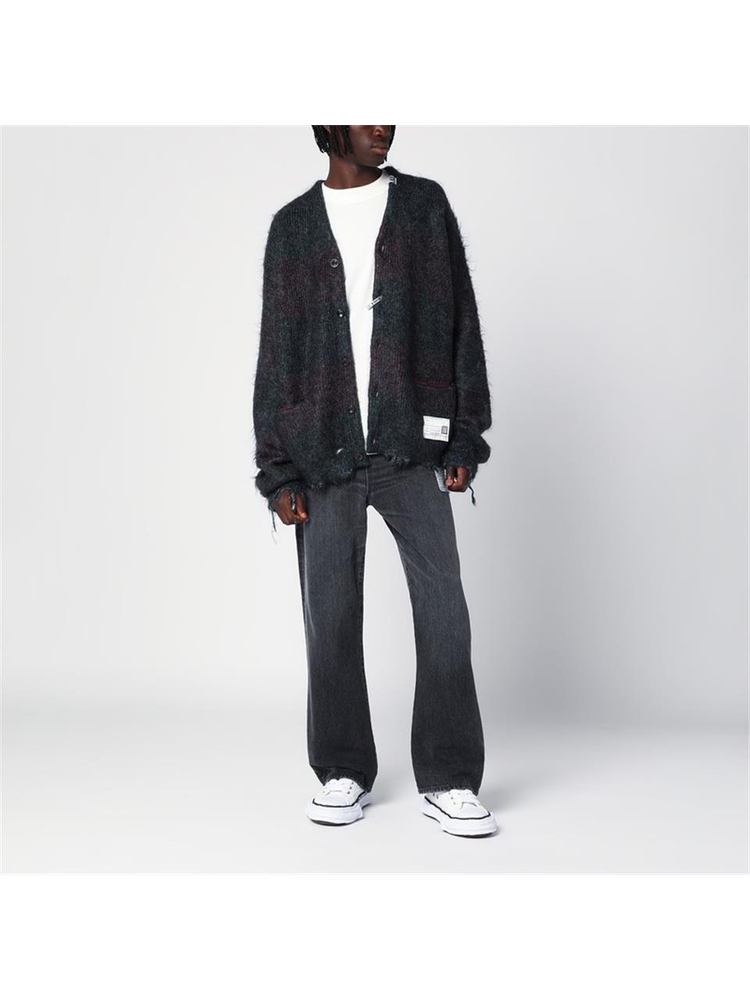 메종 미하라 야스히로 FW24 Maison MIHARA YASUHIRO Dark grey cardigan in mohair blend A13CD511WO Blue