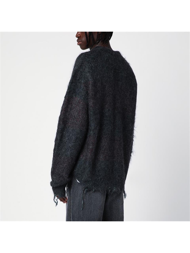 메종 미하라 야스히로 FW24 Maison MIHARA YASUHIRO Dark grey cardigan in mohair blend A13CD511WO Blue