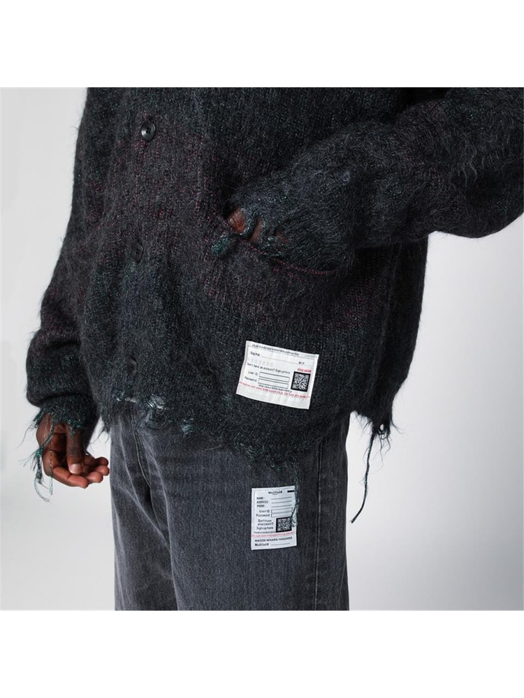 메종 미하라 야스히로 FW24 Maison MIHARA YASUHIRO Dark grey cardigan in mohair blend A13CD511WO Blue