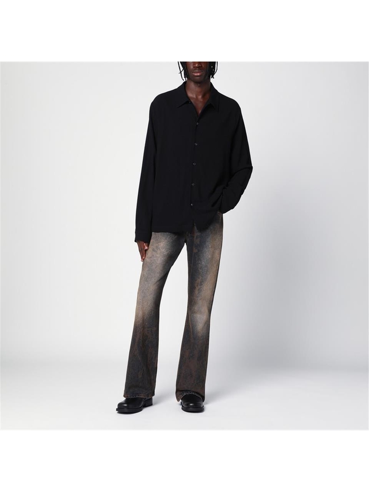 세퍼 FW24 Sefr Black wool-blend shirt SS24SENSEWO Black