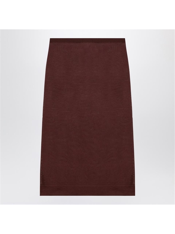 생로랑 FW24 Saint Laurent Brown semi-transparent midi skirt 799280Y75YK Brown