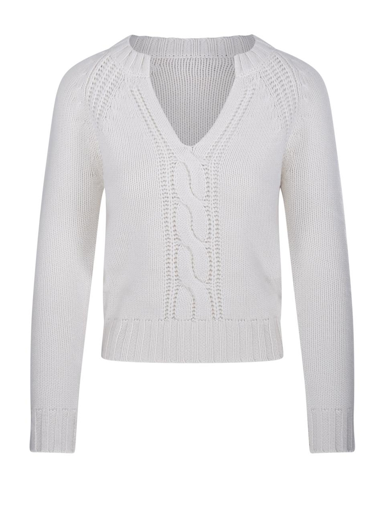 막스마라 FW24 CANCAN V NECK SWEATER 2421366042600 White