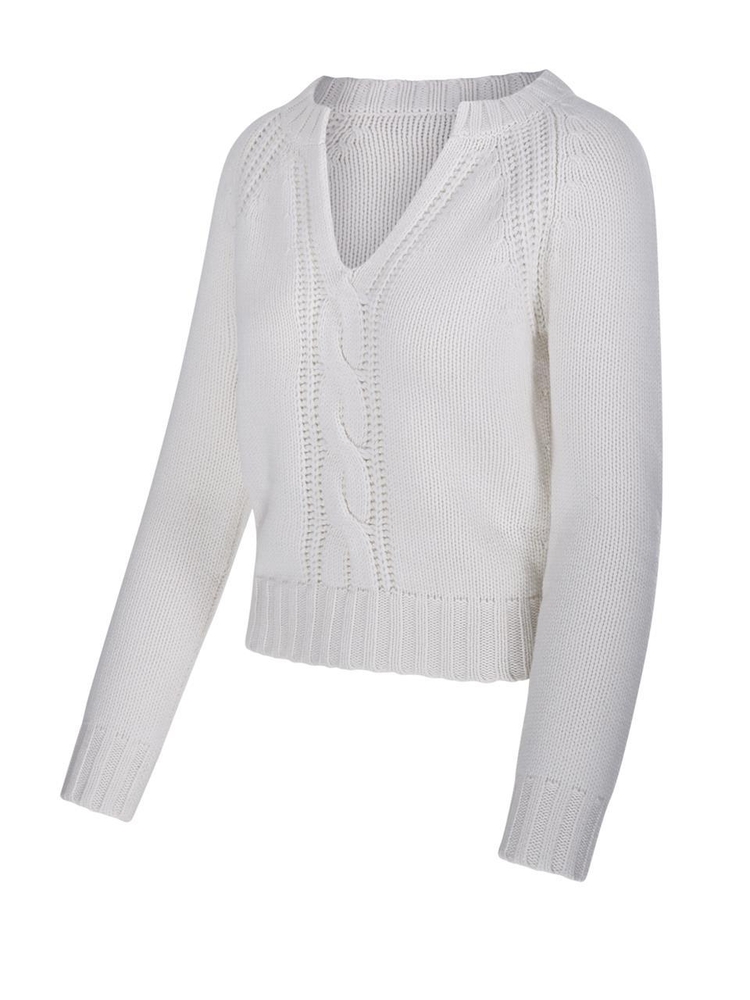 막스마라 FW24 CANCAN V NECK SWEATER 2421366042600 White