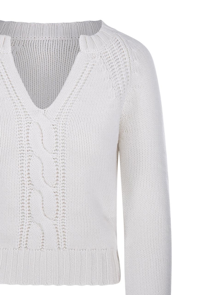 막스마라 FW24 CANCAN V NECK SWEATER 2421366042600 White