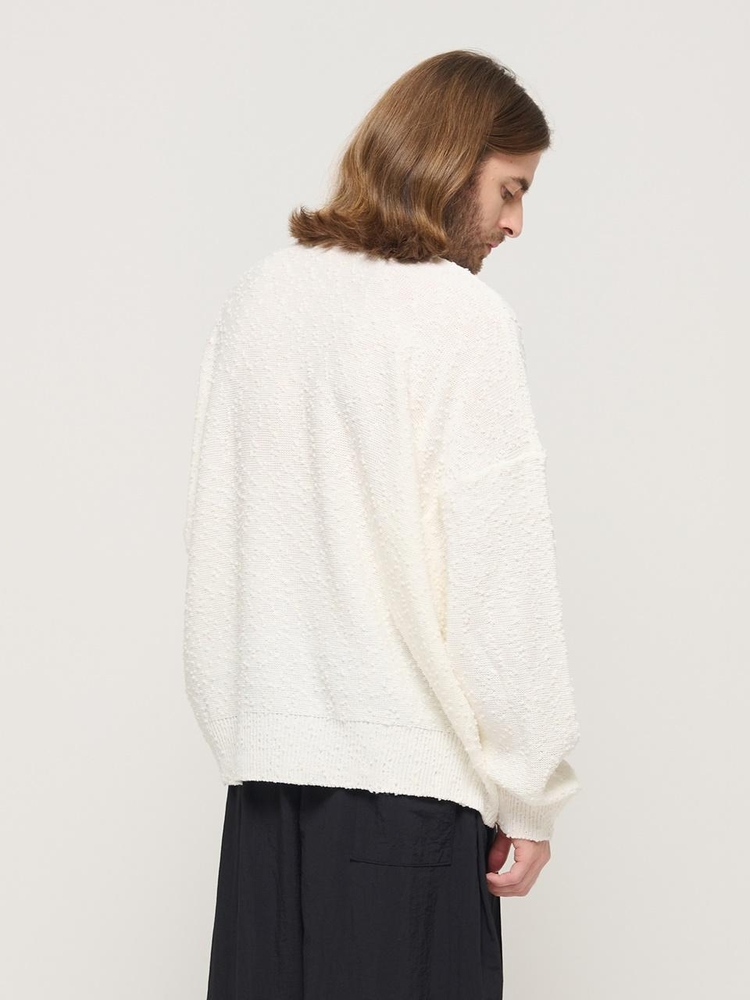 DROP BLOCK KNIT SEMI-OVERSIZED SWEATER (WHITE)