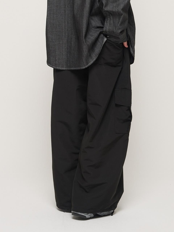 WIDE CARGO POCKET STRING BAND PANTS (BLACK)