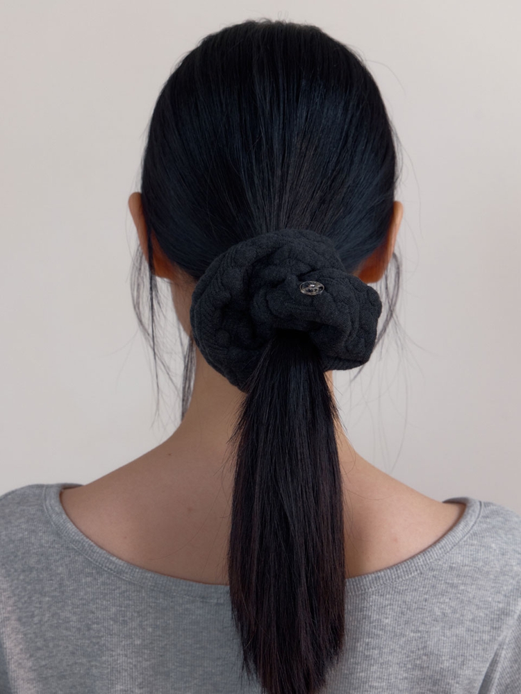 Soft Cotton Cable Scrunchie (Charcoal)