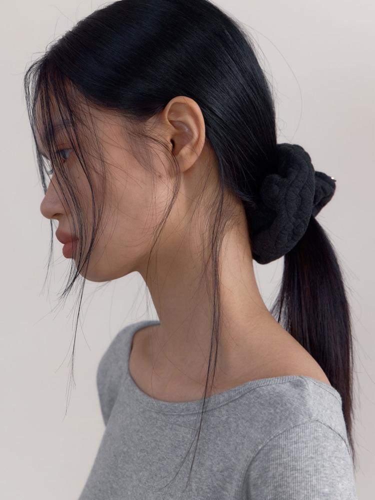 Soft Cotton Cable Scrunchie (Charcoal)