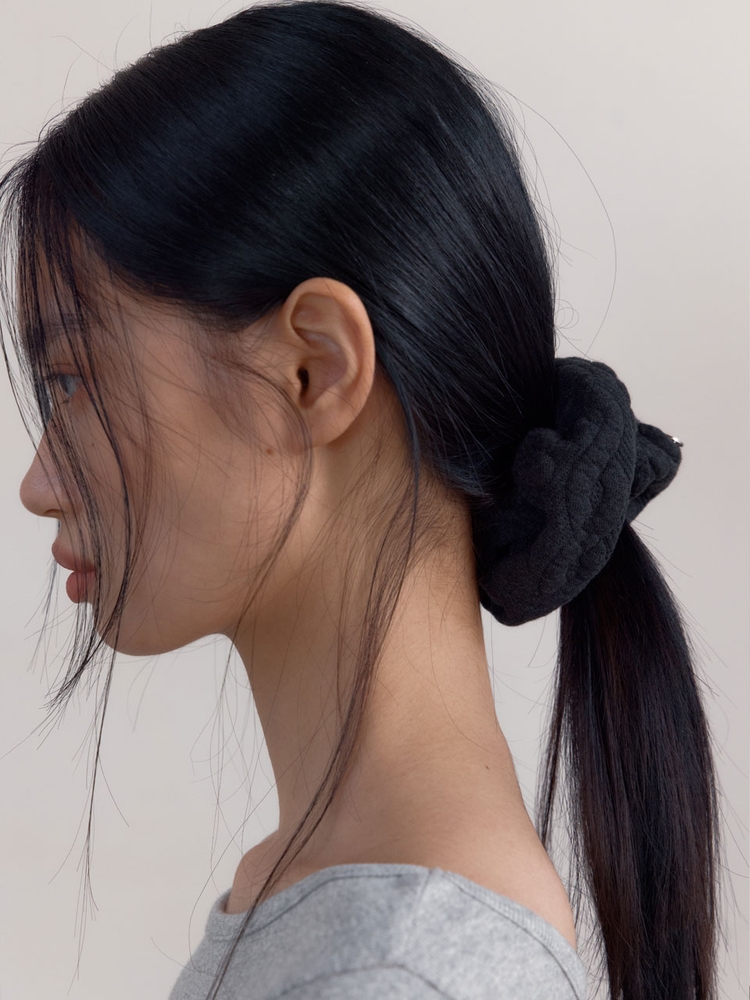 Soft Cotton Cable Scrunchie (Charcoal)