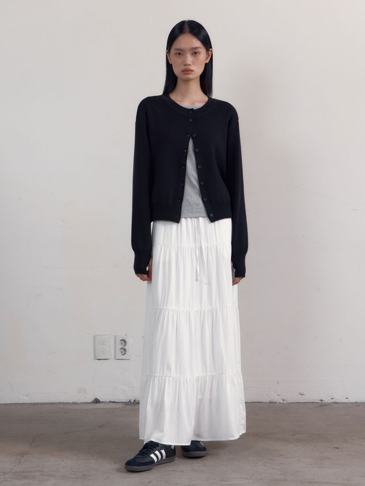 [3차] Shirring Tiered Banding Skirts (White)