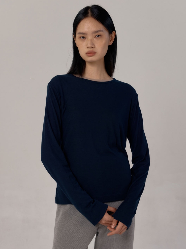 [2차] Tencel Rib Long Sleeve T-Shirts (Deep Navy)