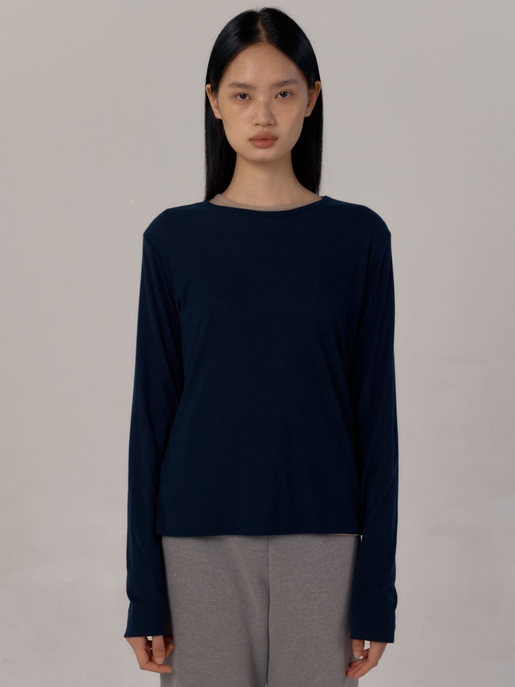 [2차] Tencel Rib Long Sleeve T-Shirts (Deep Navy)