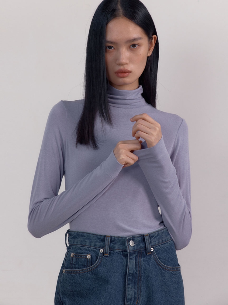 [4차] Soft Slim Turtle-neck Top (Lavender)