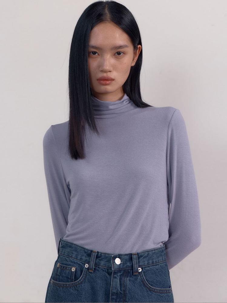 [4차] Soft Slim Turtle-neck Top (Lavender)