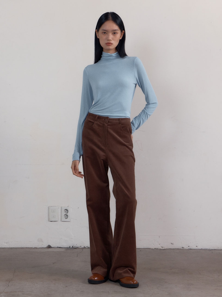 High Waist Straight Corduroy Pants (Brown)