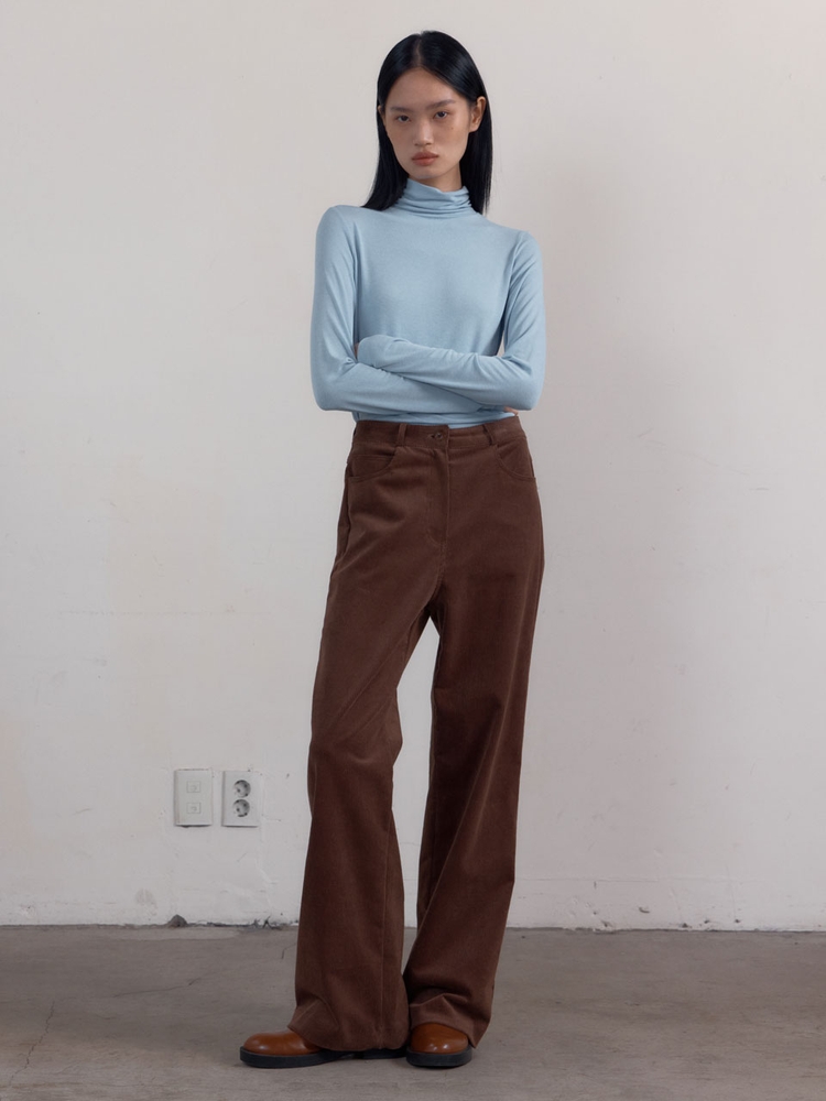 High Waist Straight Corduroy Pants (Brown)