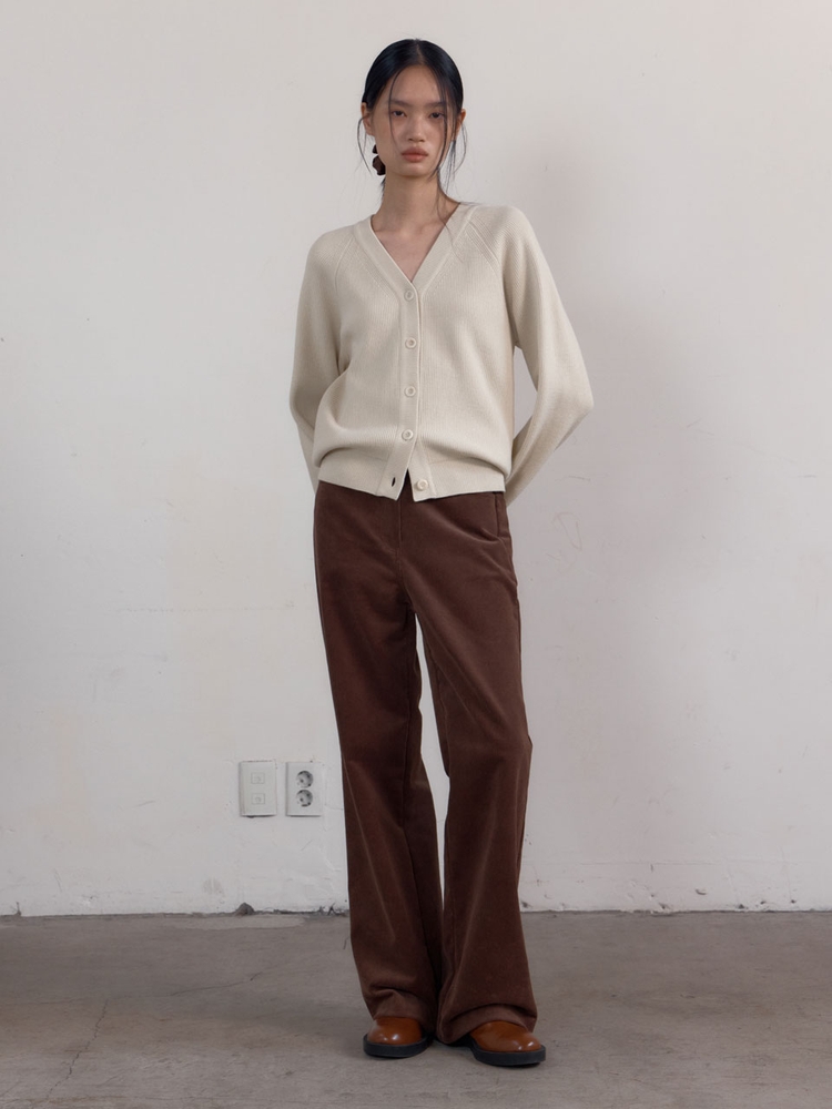 High Waist Straight Corduroy Pants (Brown)