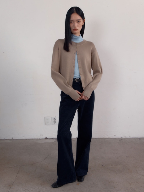 High Waist Straight Corduroy Pants (Navy)