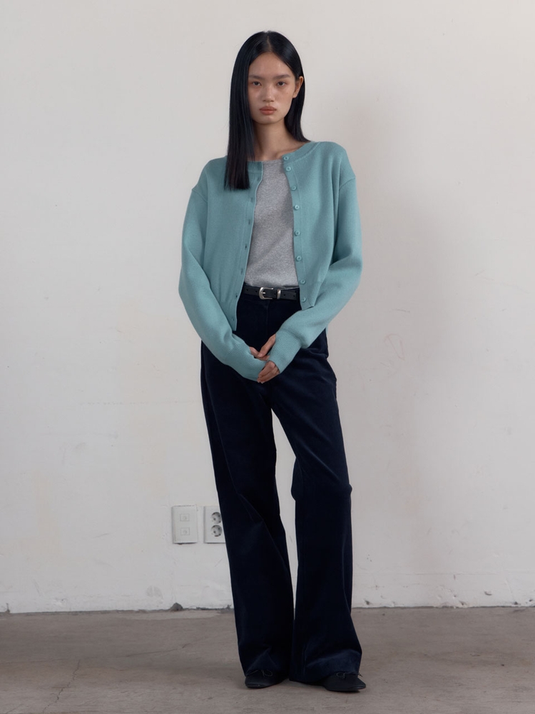 High Waist Straight Corduroy Pants (Navy)