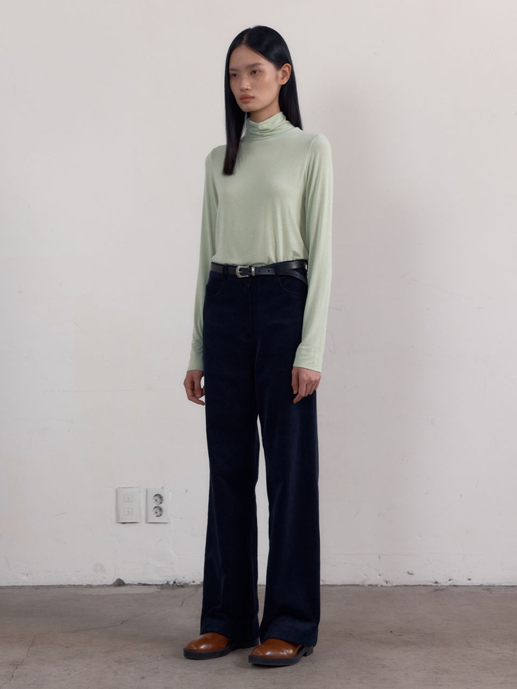 High Waist Straight Corduroy Pants (Navy)