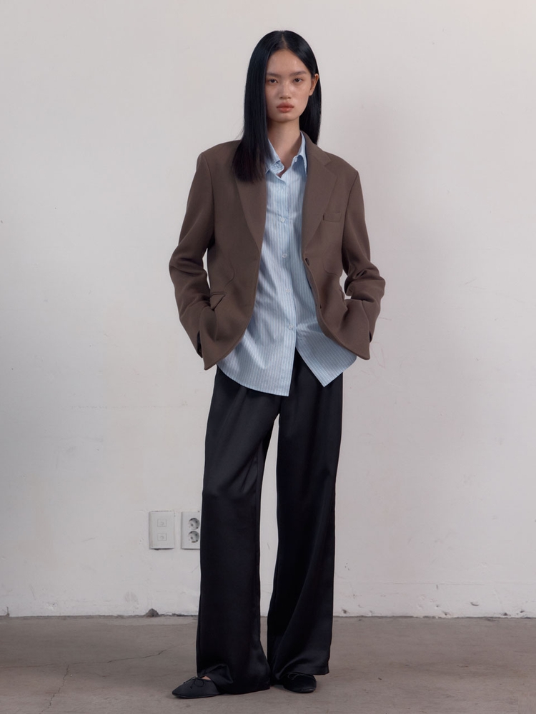 Over Wool Single Jacket (Khaki Brown)