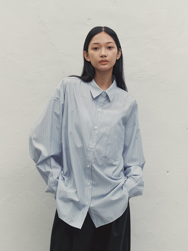 BASIC OVERSIZED-FIT LOGO SHIRT STRIPE MBDFTO011ST