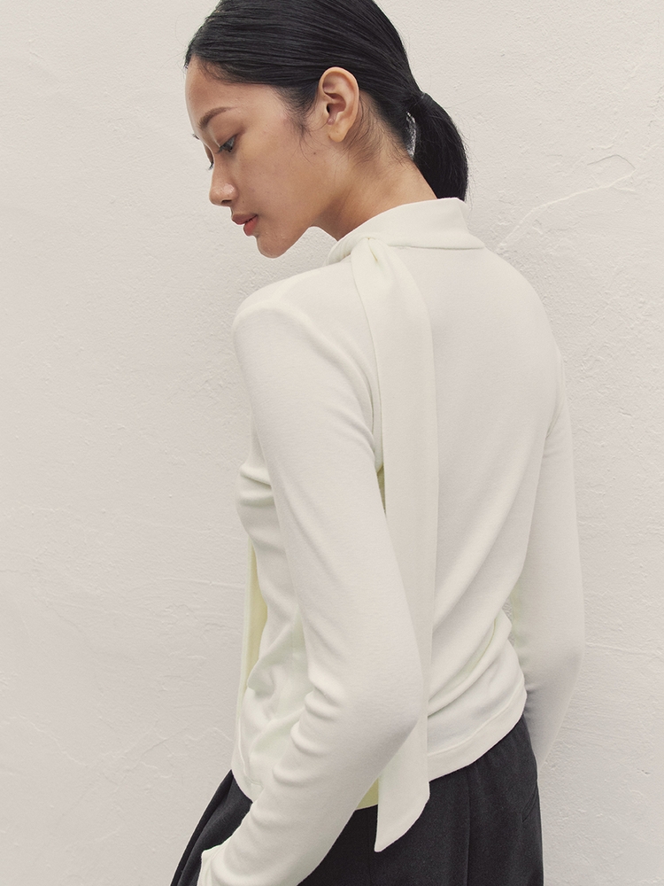 SIDE TIE ANGORA T-SHIRT IVORY MBDFTO003IV