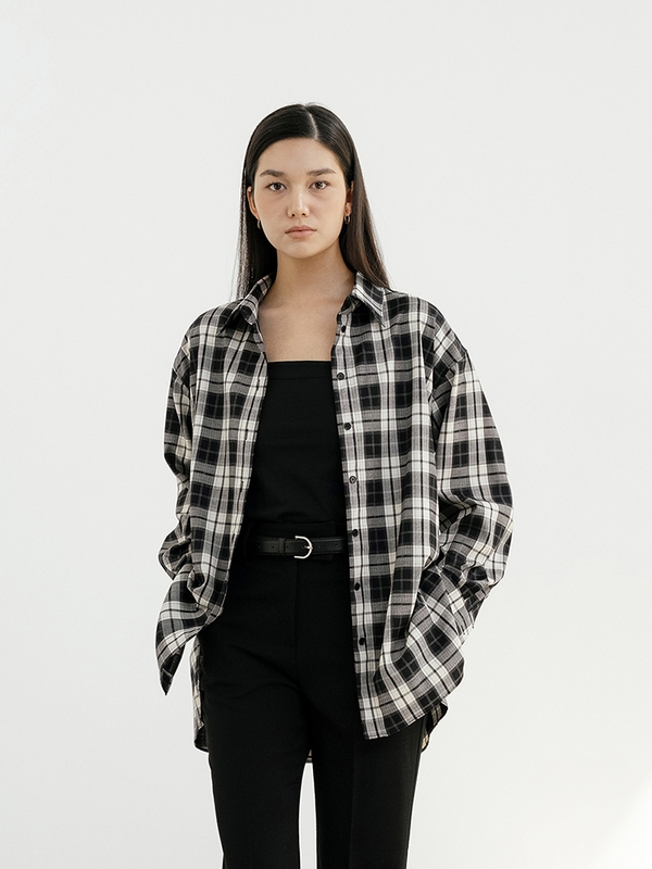 Black Check Oversized Shirt