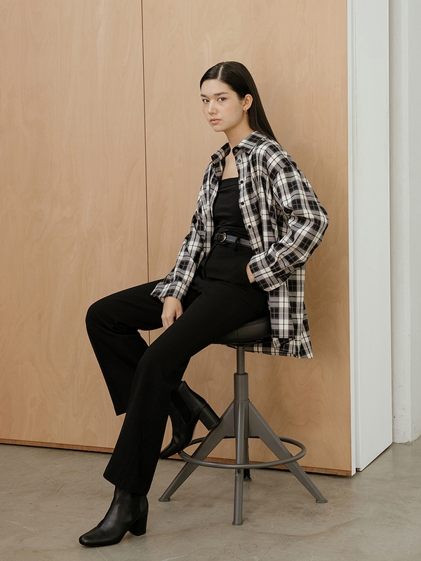 Black Check Oversized Shirt