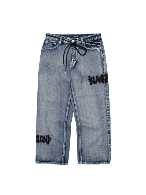 BBD Graffiti Metal Logo Denim Pants (Smoke Blue)