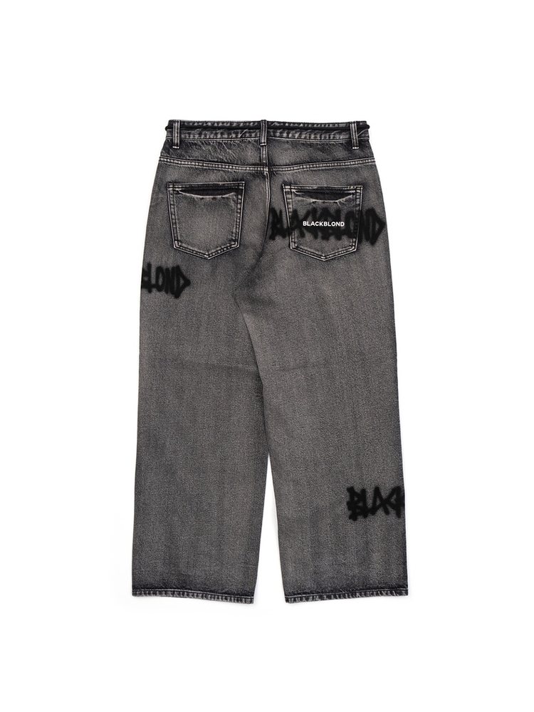 BBD Graffiti Metal Logo Denim Pants (Vintage Black)