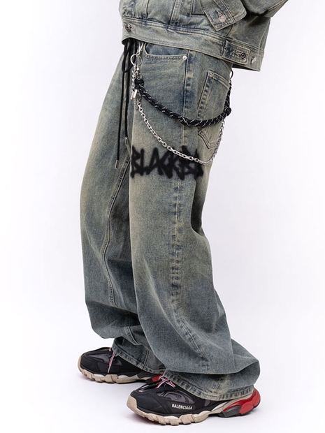 BBD Graffiti Metal Logo Denim Pants (Rusty Blue)