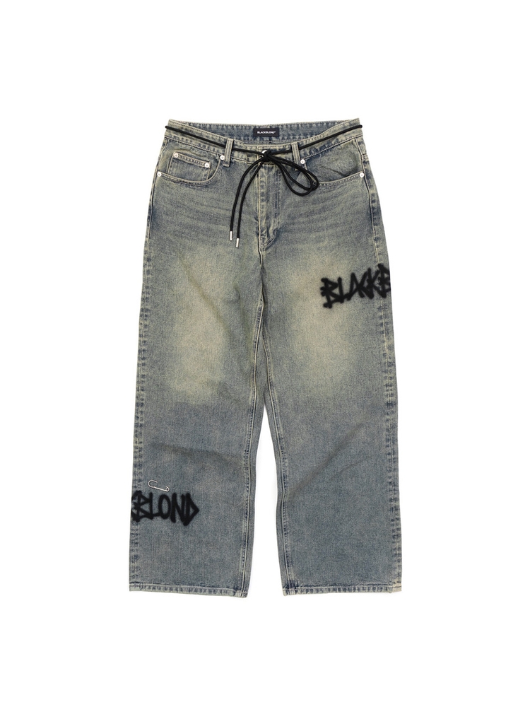 BBD Graffiti Metal Logo Denim Pants (Rusty Blue)