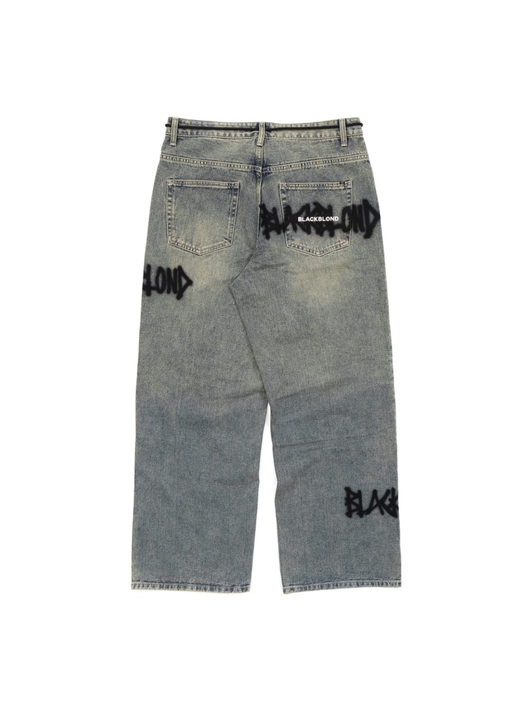 BBD Graffiti Metal Logo Denim Pants (Rusty Blue)