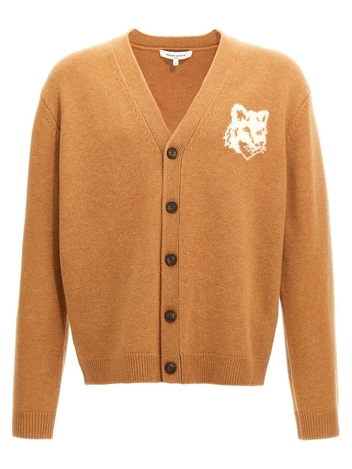 메종키츠네 FW24 Fox Head cardigan NM00508KM0329P270 Brown