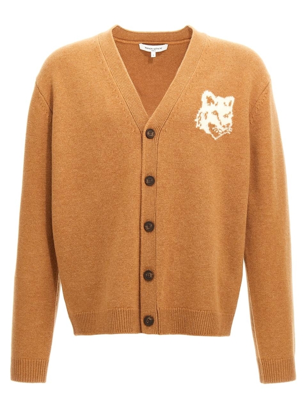 메종키츠네 FW24 Fox Head cardigan NM00508KM0329P270 Brown