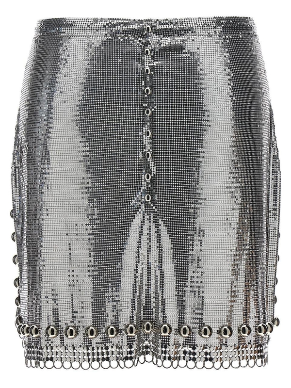 파코라반 FW24 Metallic mesh skirt 24AIJU594MH0004P040 Silver