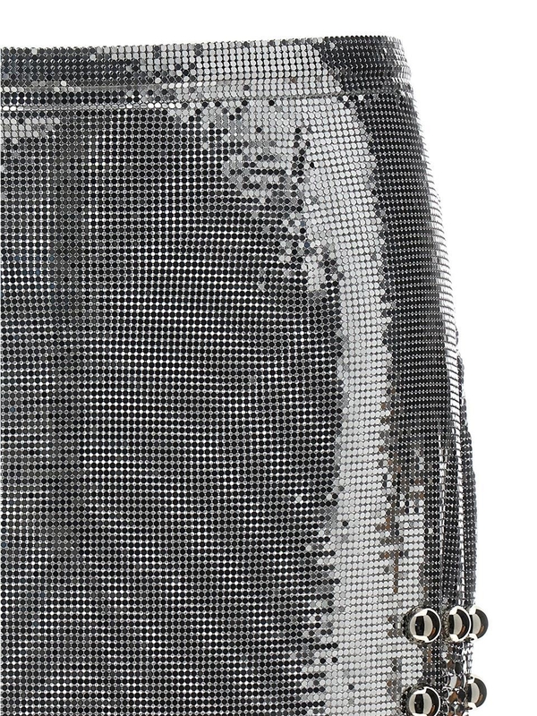 파코라반 FW24 Metallic mesh skirt 24AIJU594MH0004P040 Silver