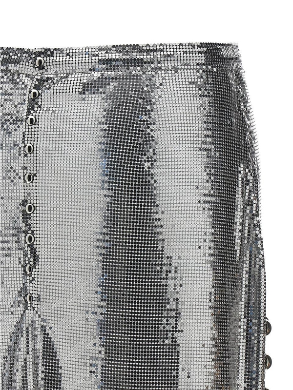 파코라반 FW24 Metallic mesh skirt 24AIJU594MH0004P040 Silver