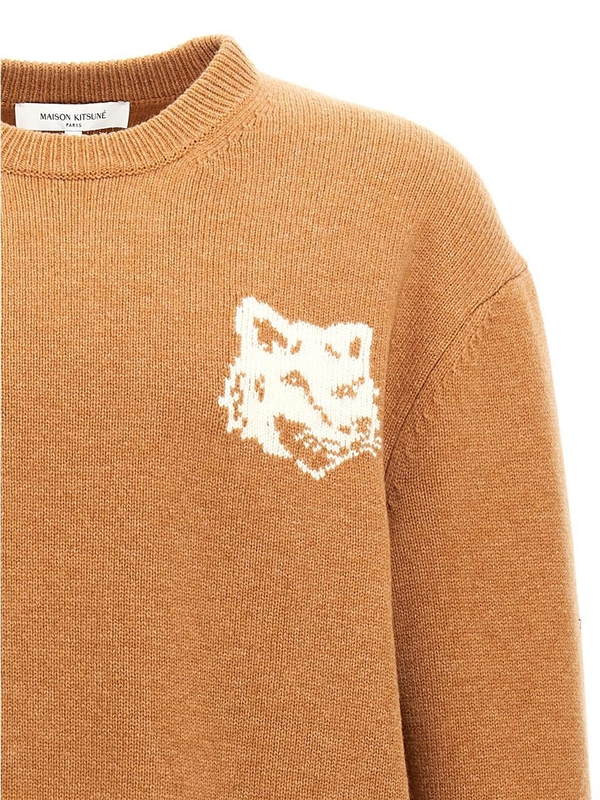 메종키츠네 FW24 Fox Head sweater NM00808KM0329P270 Brown