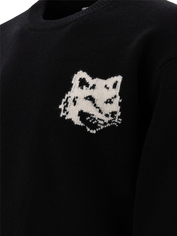 메종키츠네 FW24 Fox Head Intarsia sweater NM00808KM0329P199 Black  