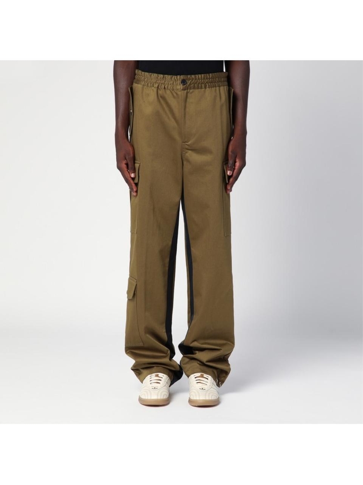 웨일스 보너 FW24 WALES BONNER Green khaki cotton trousers MA24TR01CO04 Green