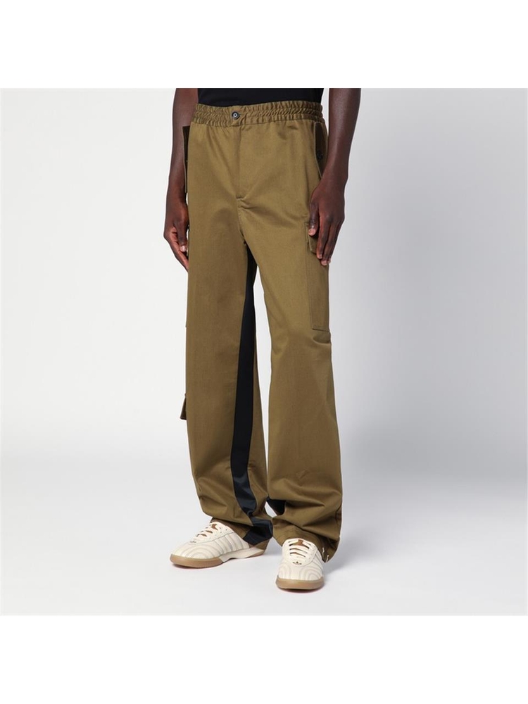 웨일스 보너 FW24 WALES BONNER Green khaki cotton trousers MA24TR01CO04 Green